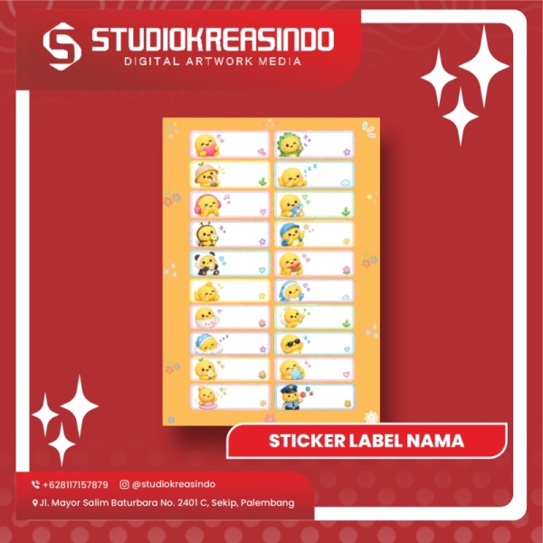 Sticker Label Nama tema Karakter Lucu